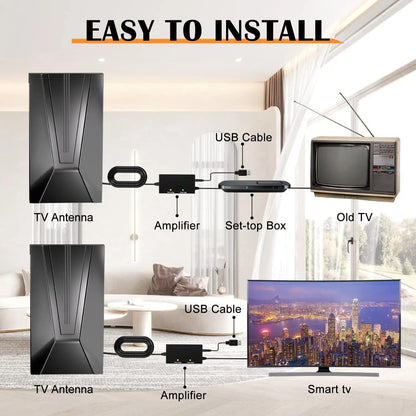 Indoor Premium HDTV Digital TV Antenna 2025 with Stand 360 Mile Range Amplified with Signal Booster Get Free TV Channels