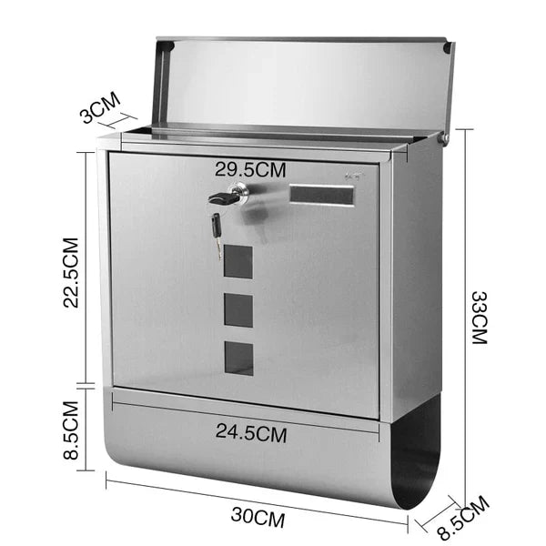 Large Heavy Duty Wall Mounted Vertical Home Metal Lockable Mailbox