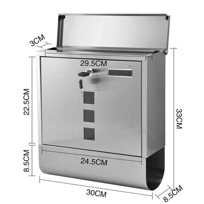Large Heavy Duty Wall Mounted Vertical Home Metal Lockable Mailbox