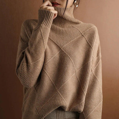 Plain Cashmere Roll Neck Sweater