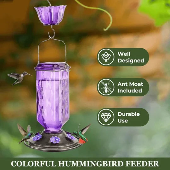 24oz Leak Proof Glass Hummingbird Feeder