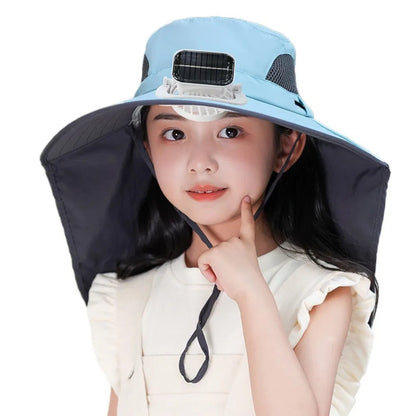 Adjustable Kids Solar Fan Hat