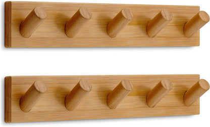 Wooden Wall-Mounted Coat Hook Rack with 5 Hooks