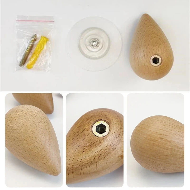 Beech Wood Water Drop Wall Coat Holder