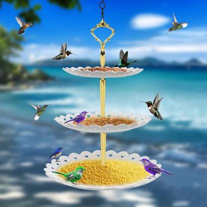 3-Tier Hanging Bird Feeder & Bird Bath Combo