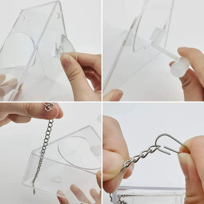 Clear Acrylic Hanging Bird Feeder for Outdoor Garden