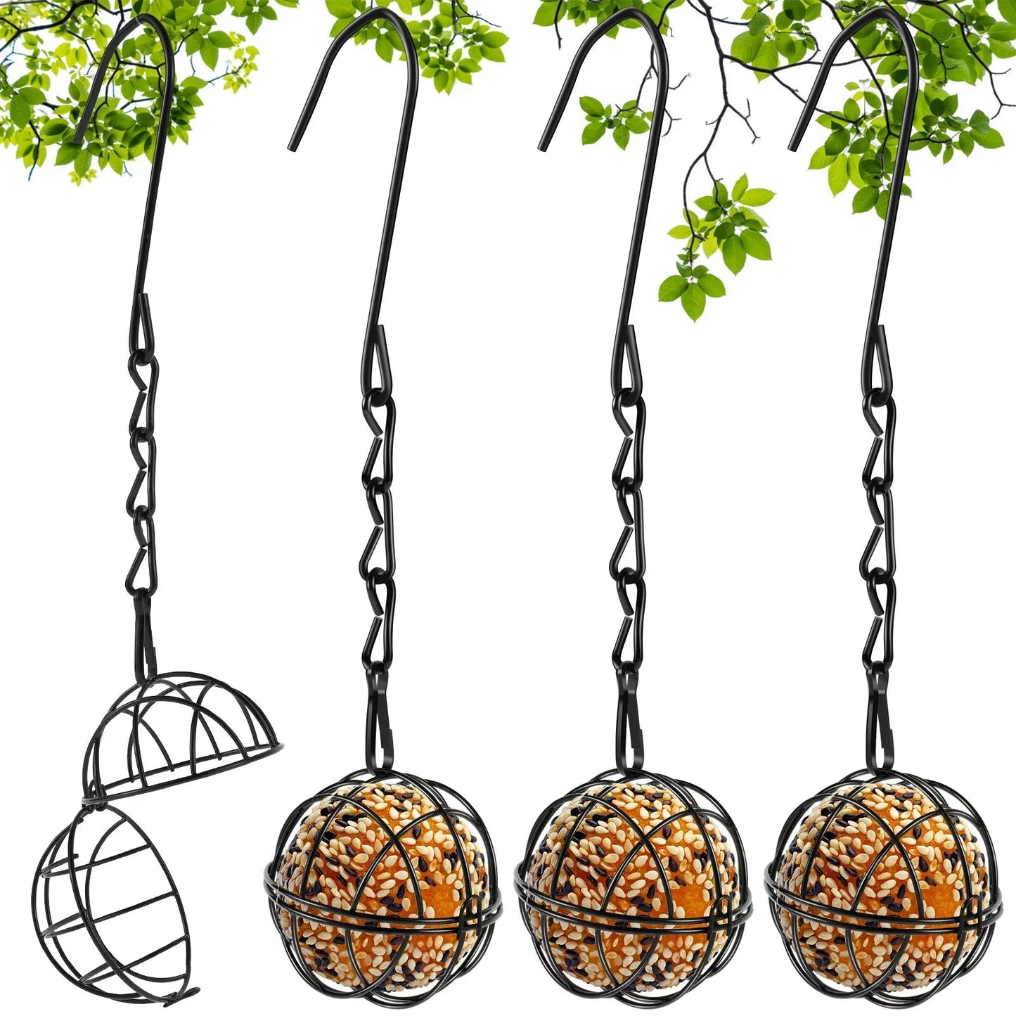 Metal Hanging Bird Feeder Set