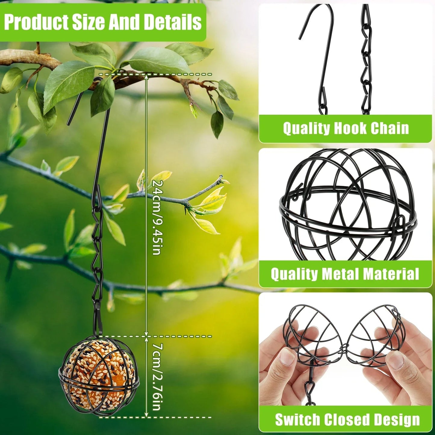 Metal Hanging Bird Feeder Set