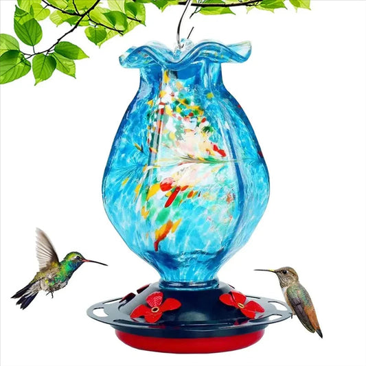 Hand Blown Glass Hanging Bird Feeder