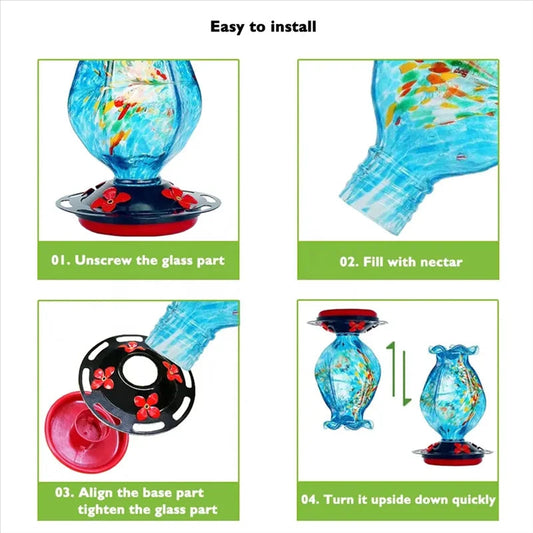 Hand Blown Glass Hanging Bird Feeder