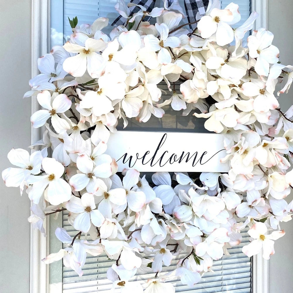 White Dogwood Flower Wreath
