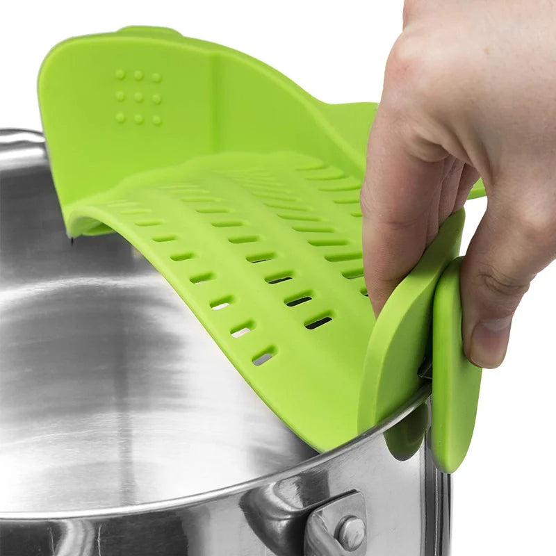 Universal Silicone Pot Pasta Strainer – Clip-On Colander for Easy Draining