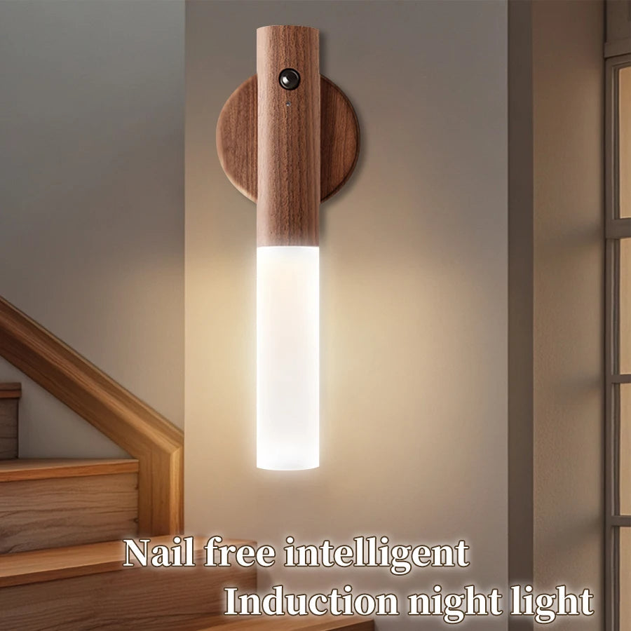 Wood Grain Motion Sensor Night Light with Magnetic Base