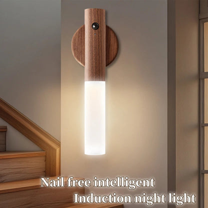 Wood Grain Motion Sensor Night Light with Magnetic Base