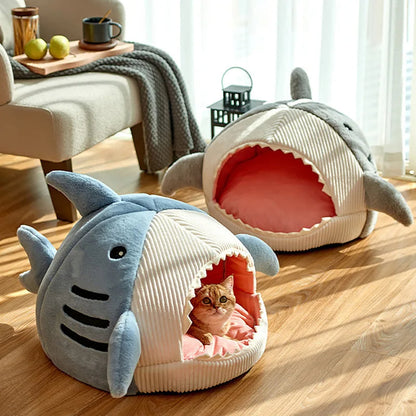 Shark-Shaped Dog and Cat Cave Bed (40x40x32cm)