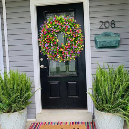 Artificial Colorful Wildflower Spring Wreath