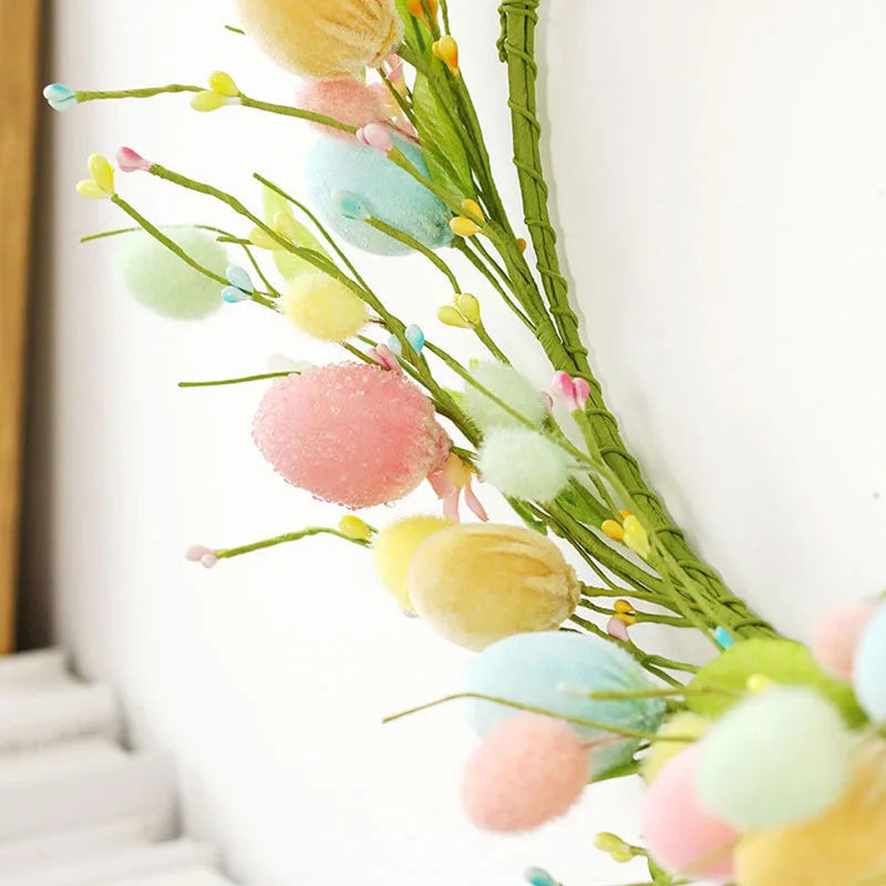 Spring Floral Colorful Easter Egg Wreath