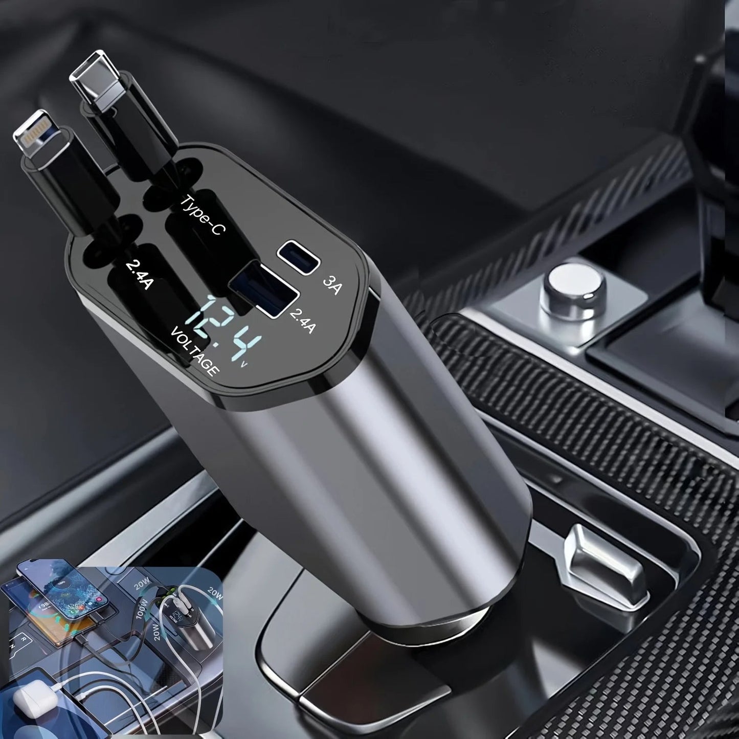 120W Retractable Car Charger