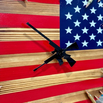 Handmade American Flag Clock | Handmade Patriotic Flag Bullet Clock