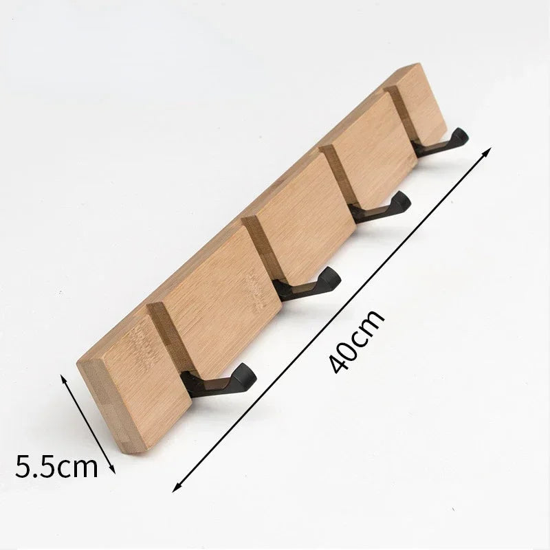 Wooden Wall-Mounted Coat Rack with Hidden Coat Hook