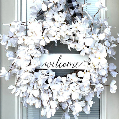 White Dogwood Flower Wreath