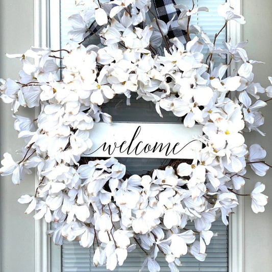 White Dogwood Flower Wreath