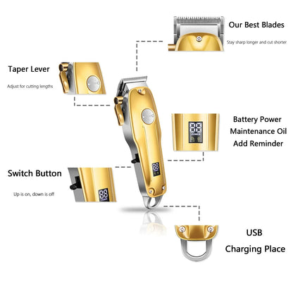 Professional Hair Clippers for men gold Set | Gold Hair Clippers Cordless