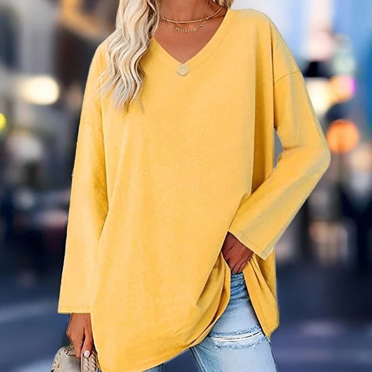 Your Trendy Long-Sleeved Shirt With V-Neck For Comfort