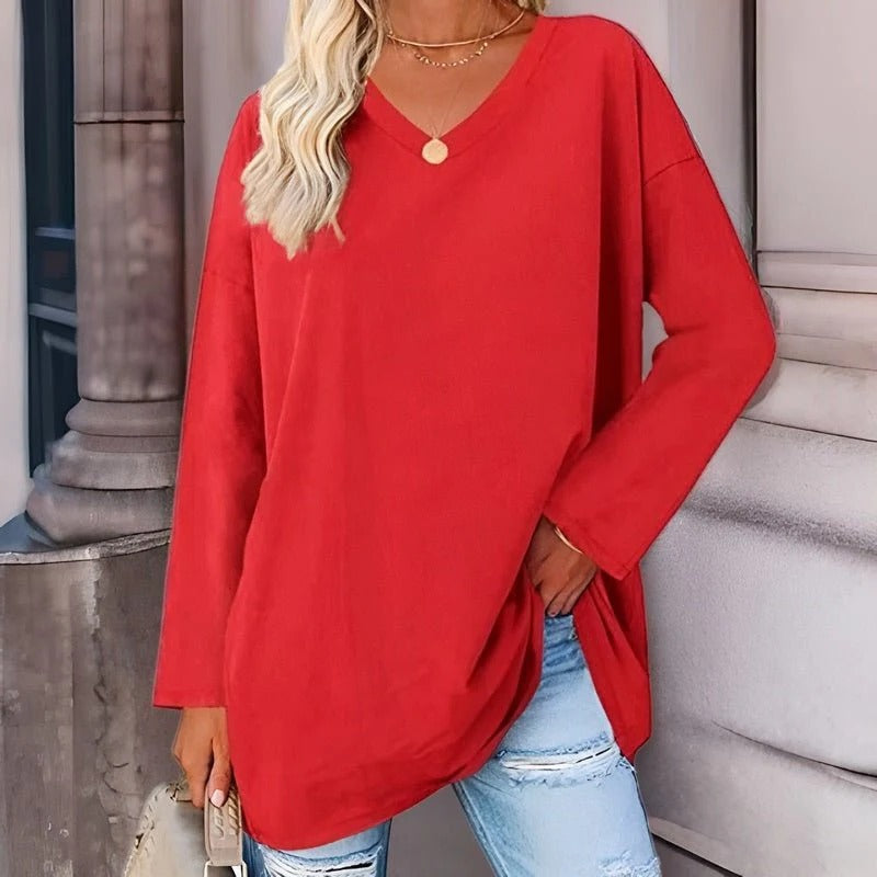 Your Trendy Long-Sleeved Shirt With V-Neck For Comfort