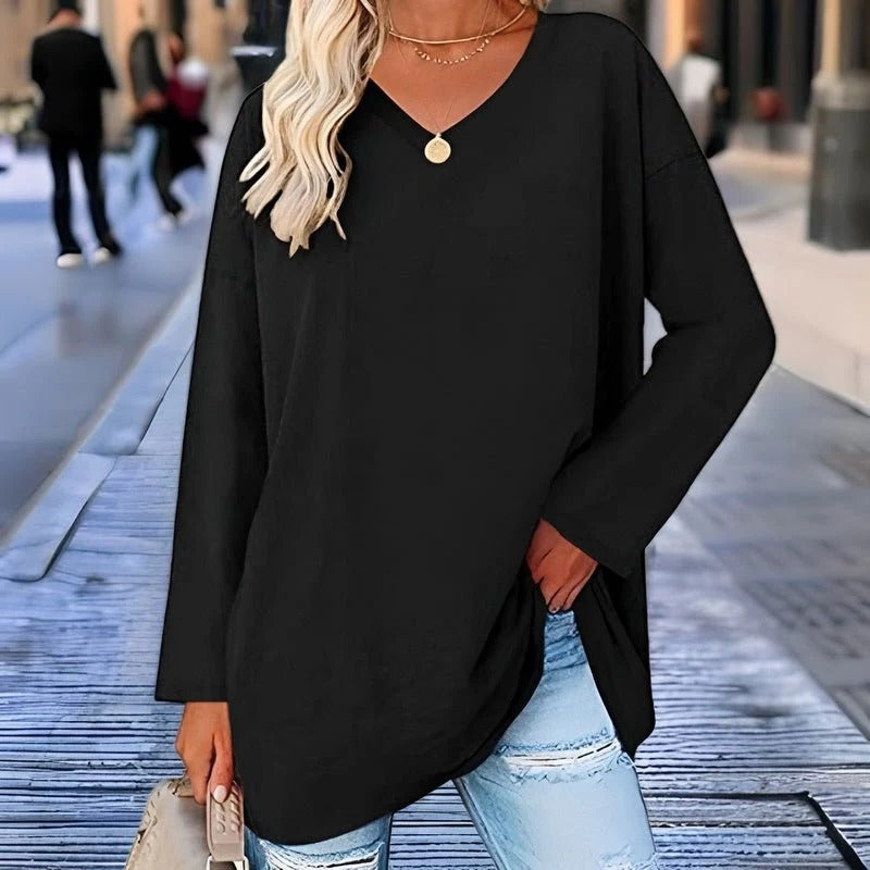 Your Trendy Long-Sleeved Shirt With V-Neck For Comfort