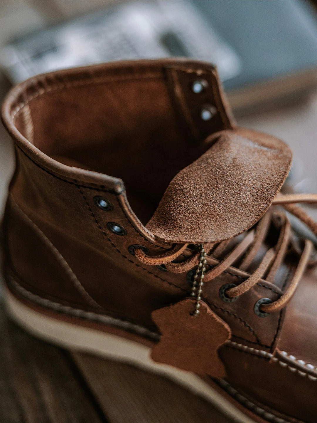 Men's Full Grain Leather Moccasin Toe Work Boots