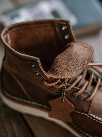 Men's Full Grain Leather Moccasin Toe Work Boots