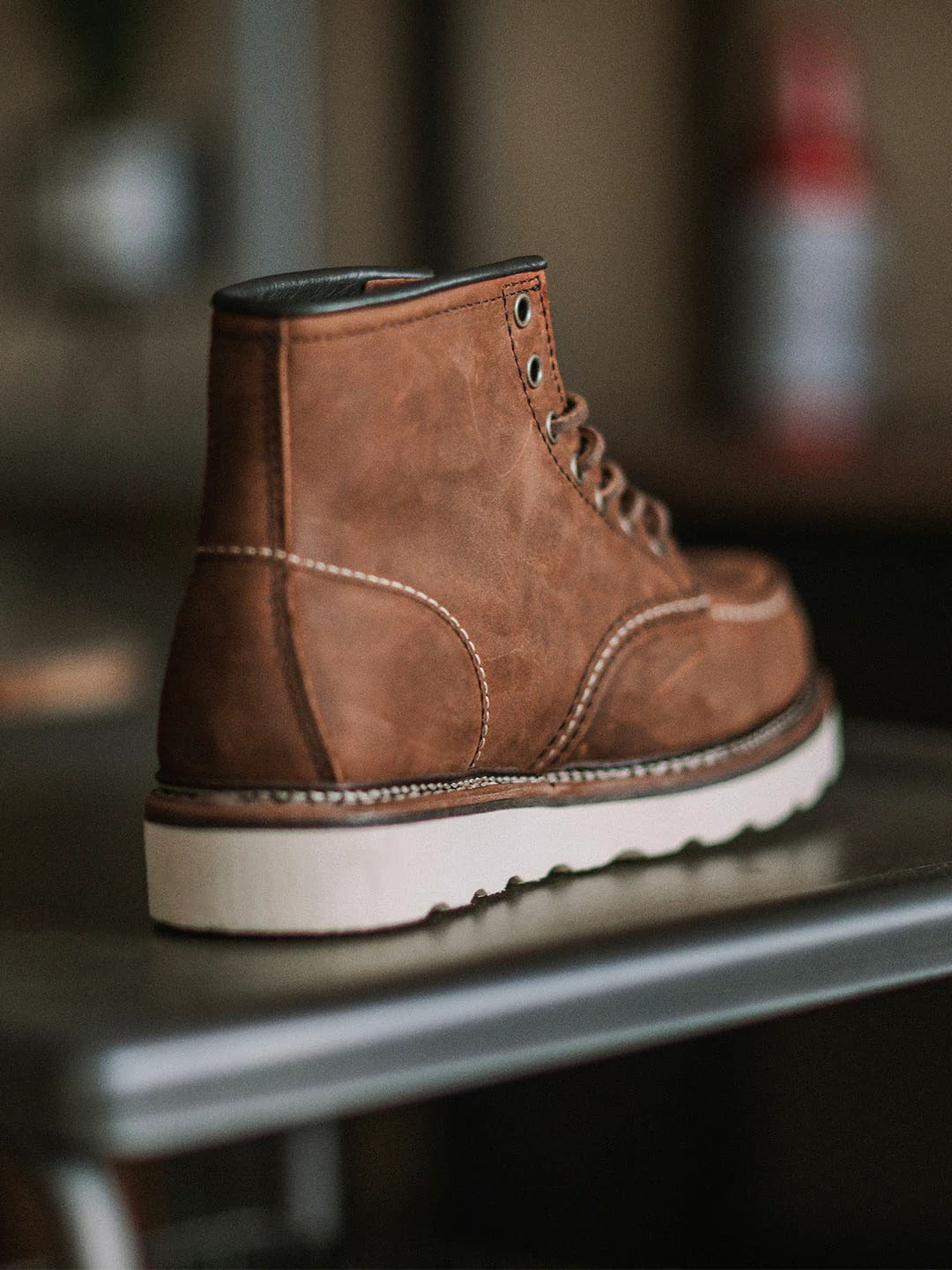 Men's Full Grain Leather Moccasin Toe Work Boots