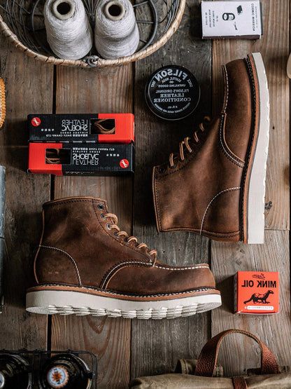 Men's Full Grain Leather Moccasin Toe Work Boots