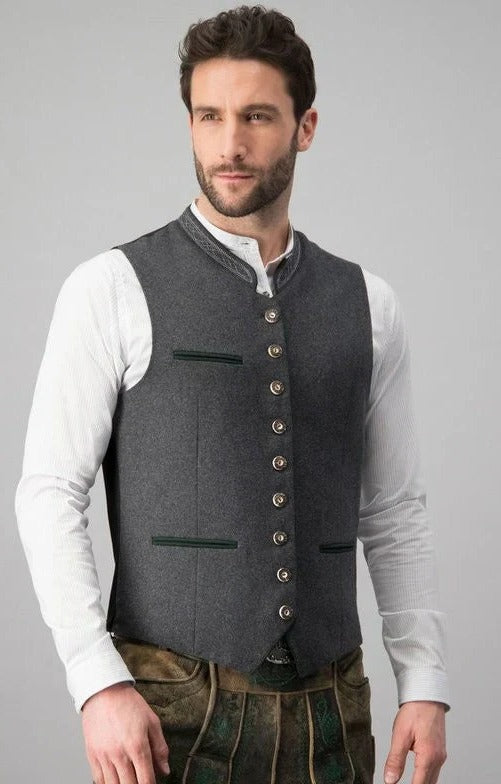 Elegant Men's Traditional Vest In Gray
