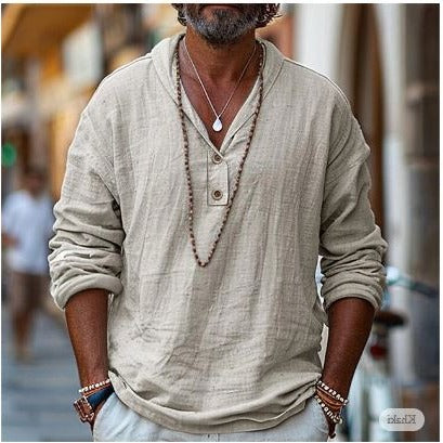 Men's Linen Shirt Popover