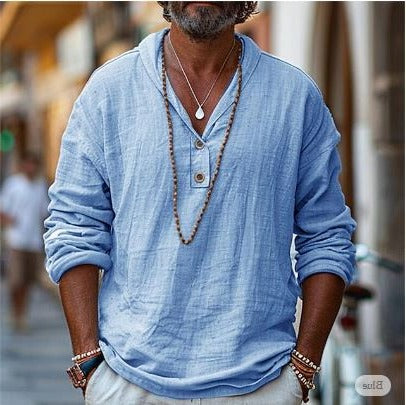 Men's Linen Shirt Popover