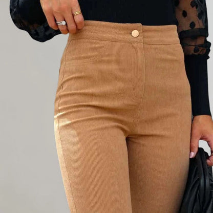 Trendy Corduroy Flared Trousers
