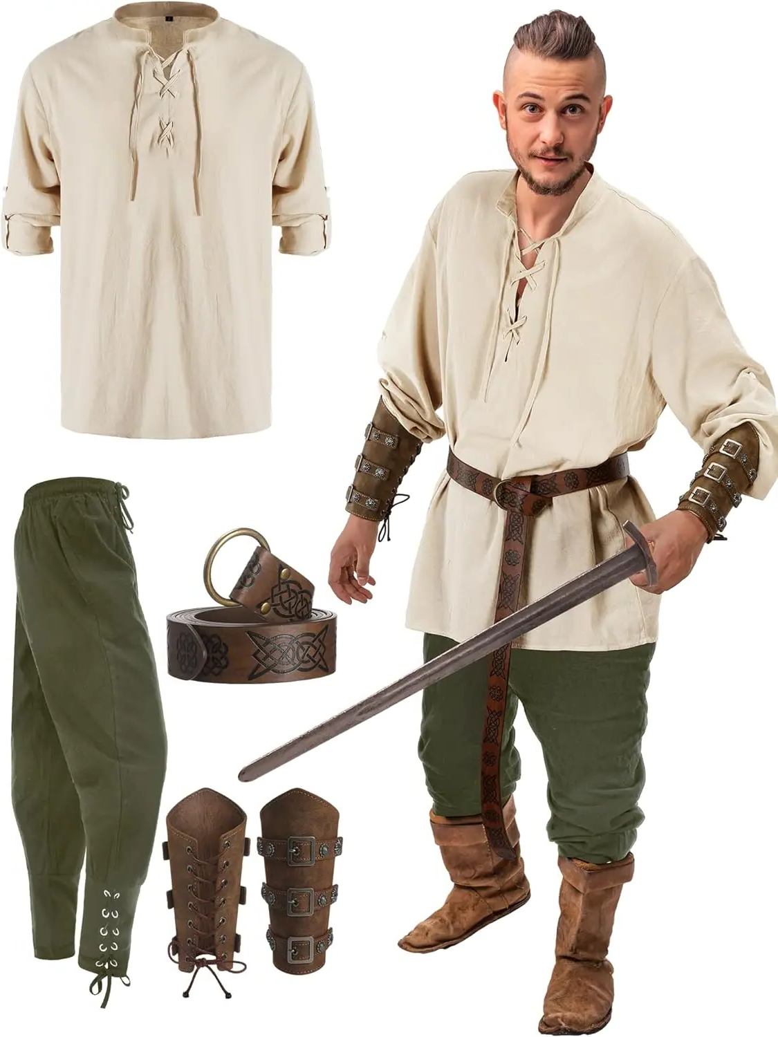 Official 4 Pcs Men's Pirate Costume