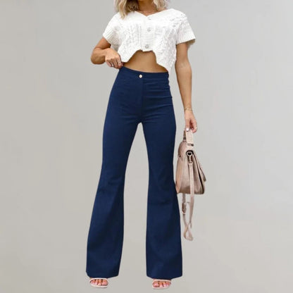 Trendy Corduroy Flared Trousers