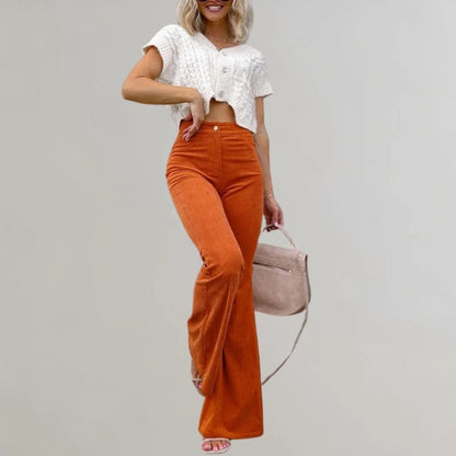 Trendy Corduroy Flared Trousers