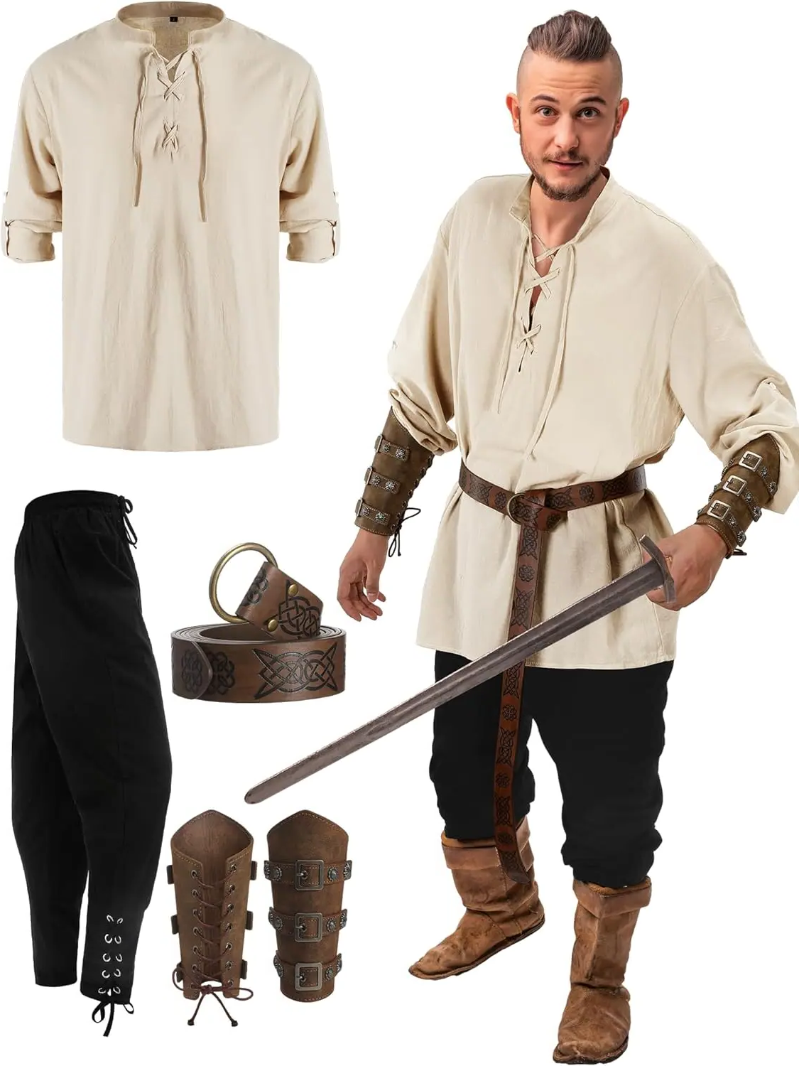 Official 4 Pcs Men's Pirate Costume