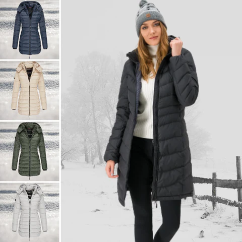 Comfortable down jacket with hood and zipper