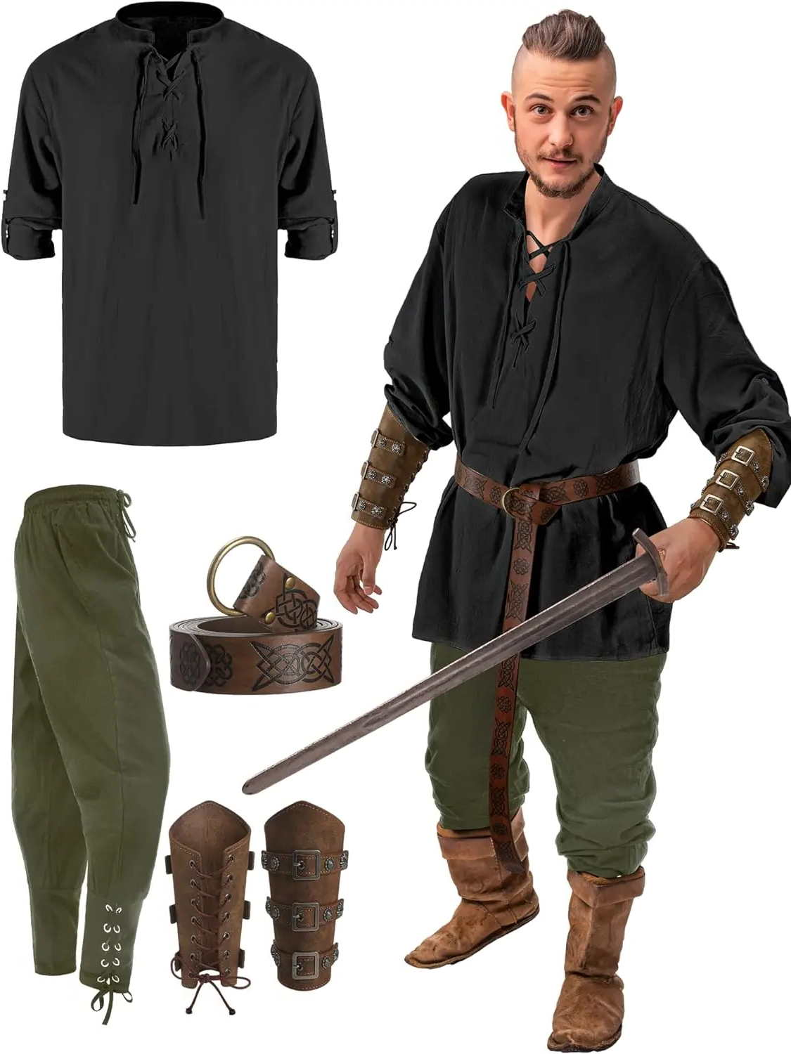 Official 4 Pcs Men's Pirate Costume