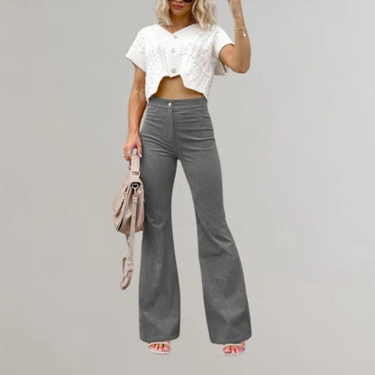 Trendy Corduroy Flared Trousers