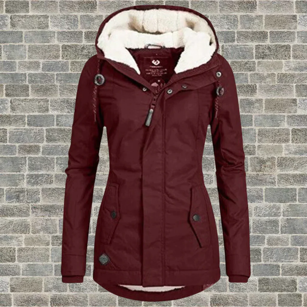 Pleated cotton coat with hood