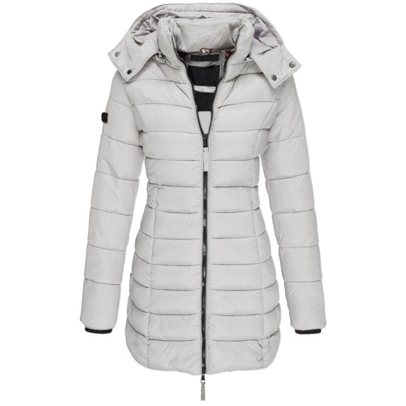 Comfortable down jacket with hood and zipper