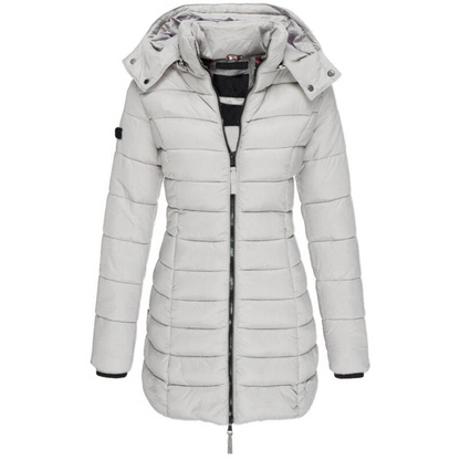 Comfortable down jacket with hood and zipper