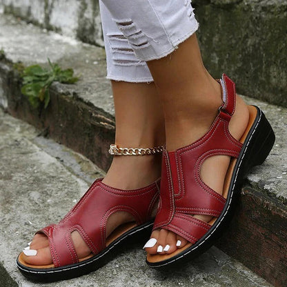 Premium Leather Wedge Sandals