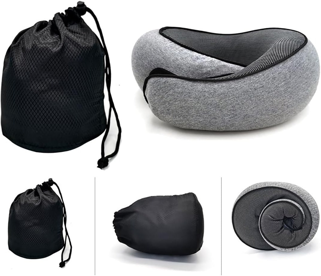 Snail Style Memory Foam Travel Curved Neck Pillow - U-shaped, Portable, Adjustable Support Neck Brace Pillow